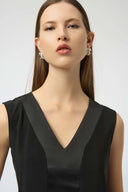 Joseph Ribkoff Ladies Black Silky Knit & Satin Fitted Sleeveless Top