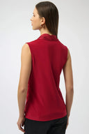 Joseph Ribkoff Ladies Deep Cherry Recycled Satin & Silky Knit Sleeveless Wrap Top
