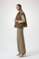Joseph Ribkoff Ladies Mink Chevron Faux Fur Mock Neck Vest