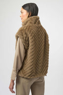 Joseph Ribkoff Ladies Mink Chevron Faux Fur Mock Neck Vest
