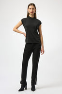 Joseph Ribkoff Ladies Black Sweater Knit Sleeveless Pullover w/Iron On Detail