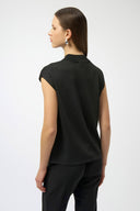 Joseph Ribkoff Ladies Black Sweater Knit Sleeveless Pullover w/Iron On Detail