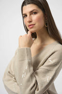Joseph Ribkoff Ladies Oyster Sweater Knit Pullover w/Sequins