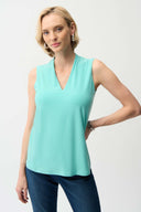 Joseph Ribkoff Ladies Silky Knit Sleeveless Trapeze V-neck Oceanic Top