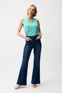 Joseph Ribkoff Ladies Silky Knit Sleeveless Trapeze V-neck Oceanic Top