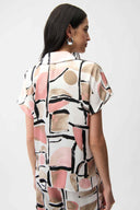 Joseph Ribkoff Ladies Recycled Satin Abstract Print Boxy Top With V-neckline