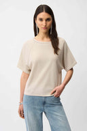 Joseph Ribkoff Ladies Sequins Yarn Short Sleeve Moonstone Sweater
