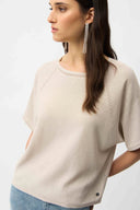 Joseph Ribkoff Ladies Sequins Yarn Short Sleeve Moonstone Sweater