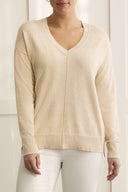 Tribal Ladies LS V-Neck sweater w/Zipper