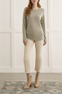 Tribal Ladies LS Crew Neck Top W/Side Ruching