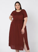 Dex Ladies Smocked Waist Midi Dress