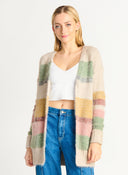 Dex Ladies Eyelash Colourblock Striped Cardigan