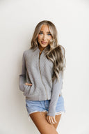 Ampersand Ave Ladies Grey Quilted Bomber Jacket