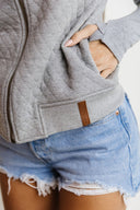 Ampersand Ave Ladies Grey Quilted Bomber Jacket