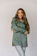 Ampersand Ave Ladies Chive Sideslit Hoodie