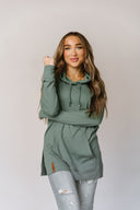 Ampersand Ave Ladies Chive Sideslit Hoodie