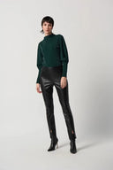 Joseph Ribkoff Ladies Knit Puff Sleeve Green/Silver Top
