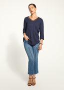 FDJ Ladies Navy V-Neck Top