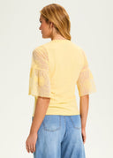 FDJ Ladies Yellow Mesh Bell Sleeve Top