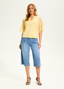 FDJ Ladies Yellow Mesh Bell Sleeve Top
