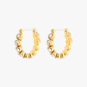 Pura Vida Ladies Gold Stone Heart Hoop Earrings