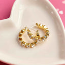 Pura Vida Ladies Gold Stone Heart Hoop Earrings