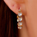 Pura Vida Ladies Gold Stone Heart Hoop Earrings