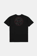 Brixton Mens Black/Charcoal/Mahogany Crest II SS Tshirt