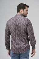 Leo Chevalier Men Multi Red Adjusted Fit LS Shirt