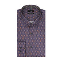 Leo Chevalier Mens Navy Print Red Adjusted Fit LS Shirt