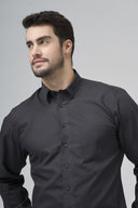 Leo Chevalier Mens Black Regular Fit Hidden Button Down No Iron Shirt