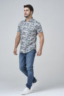 Leo Chevalier Mens White Red Stretch Adjusted Fit SS Shirt
