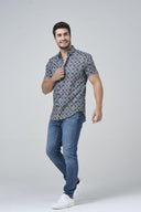 Leo Chevalier Mens Multi Red Stretch Adjusted Fit SS  Shirt