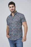 Leo Chevalier Mens Multi Red Stretch Adjusted Fit SS  Shirt