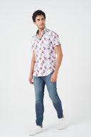 Leo Chevalier Mens Multi Wine Red Stetch Adjusted Fit SS Shirt
