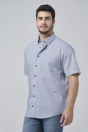 Leo Chevalier Mens Blue Print Tall Mini Print SS No Iron Sport Shirt