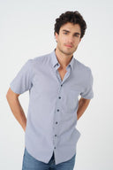 Leo Chevalier Mens Blue Geo Print SS Non Iron Sport Shirt