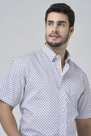 Leo Chevalier Mens Beige Dot Print Tall Non Iron SS Sport Shirt