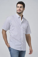 Leo Chevalier Mens Beige Dot Print Tall Non Iron SS Sport Shirt
