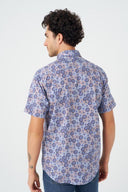Leo Chevalier Mens Blue Circle Print SS Non Iron Sport Shirt