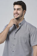 Leo Chevalier Mens Grey Geo Print SS Non Iron Sport Shirt