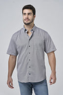 Leo Chevalier Mens Grey Geo Print SS Non Iron Sport Shirt