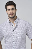 Leo Chevalier Mens Black/Grey Waves Print SS Non Iron Sport Shirt