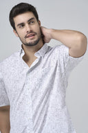 Leo Chevalier Mens Grey Abstract Print Tall SS Non Iron Sport Shirt