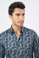 Leo Chevalier Mens Grey Red-Stretch Adjusted Fit LS Shirt