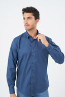 Leo Chevalier Mens Blue Hidden Button Regular Fit No Iron Shirt