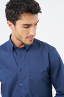 Leo Chevalier Mens Navy Hidden Button Down No Iron Shirt