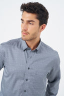 Leo Chevalier Mens Grey Hidden Button Down Regular Fit No Iron Shirt