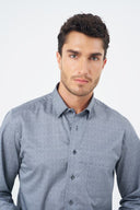 Leo Chevalier Mens Grey Hidden Button Down Regular Fit No Iron Shirt