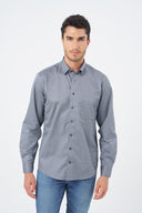 Leo Chevalier Mens Grey Hidden Button Down Regular Fit No Iron Shirt